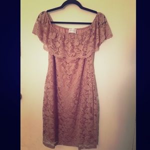 French Grey off-shoulder lace dress